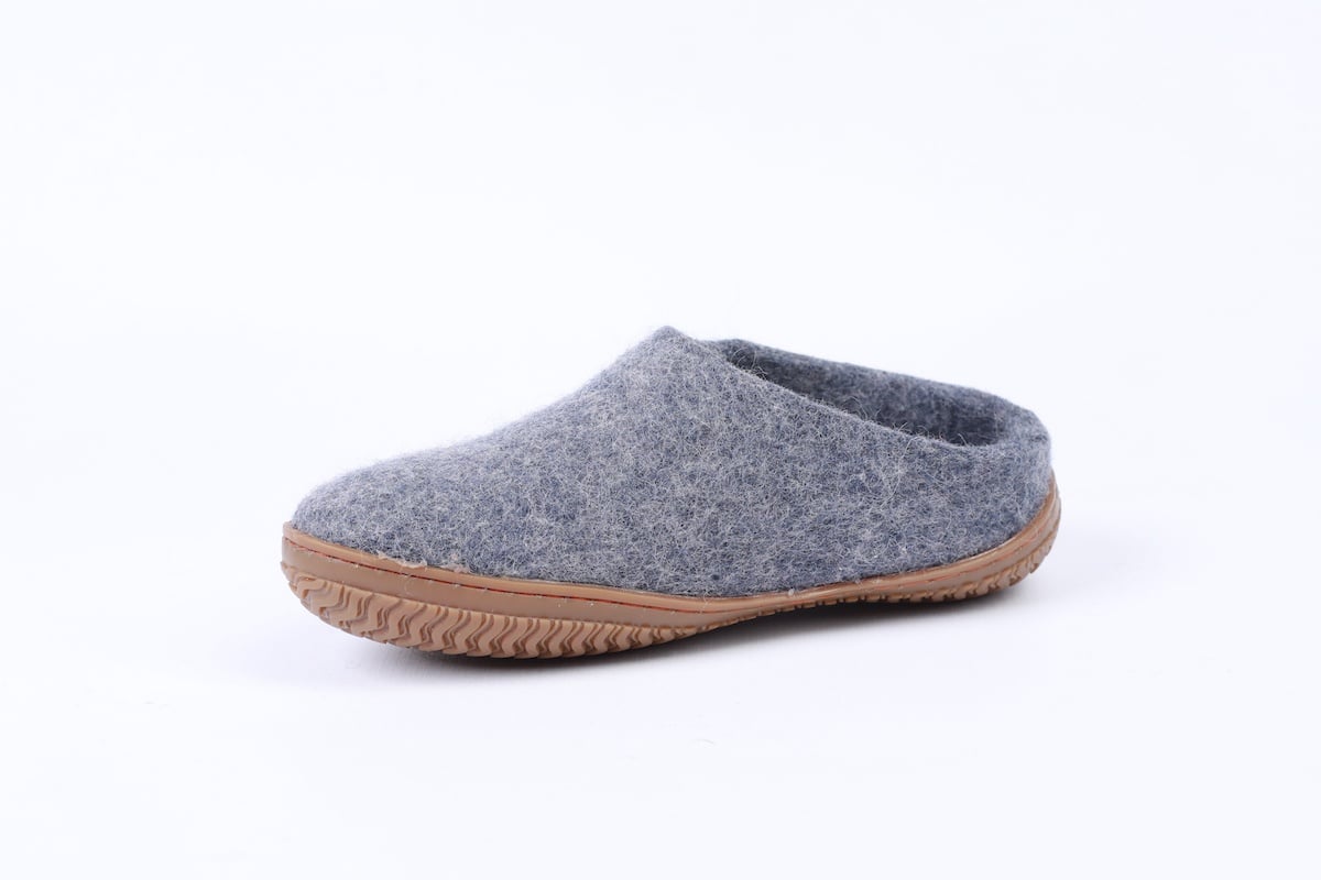 Ulltøffel (100 % ren ull) – Modell Denim m/Gummisåle