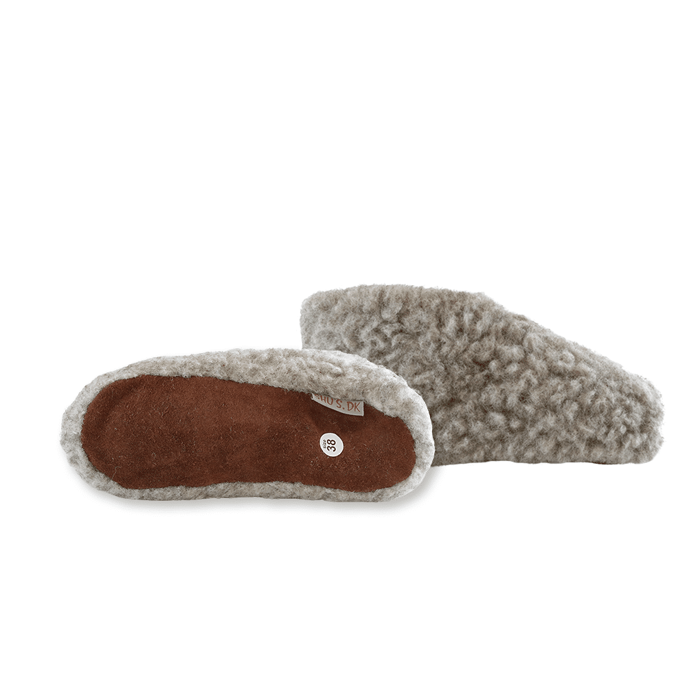 Fluffy ulltøffel (100% ren ull) – Modell Grå