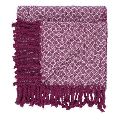 Bomullspledd med frynser i 100% bomull 135 x 200 cm. fra Rugs’N’More