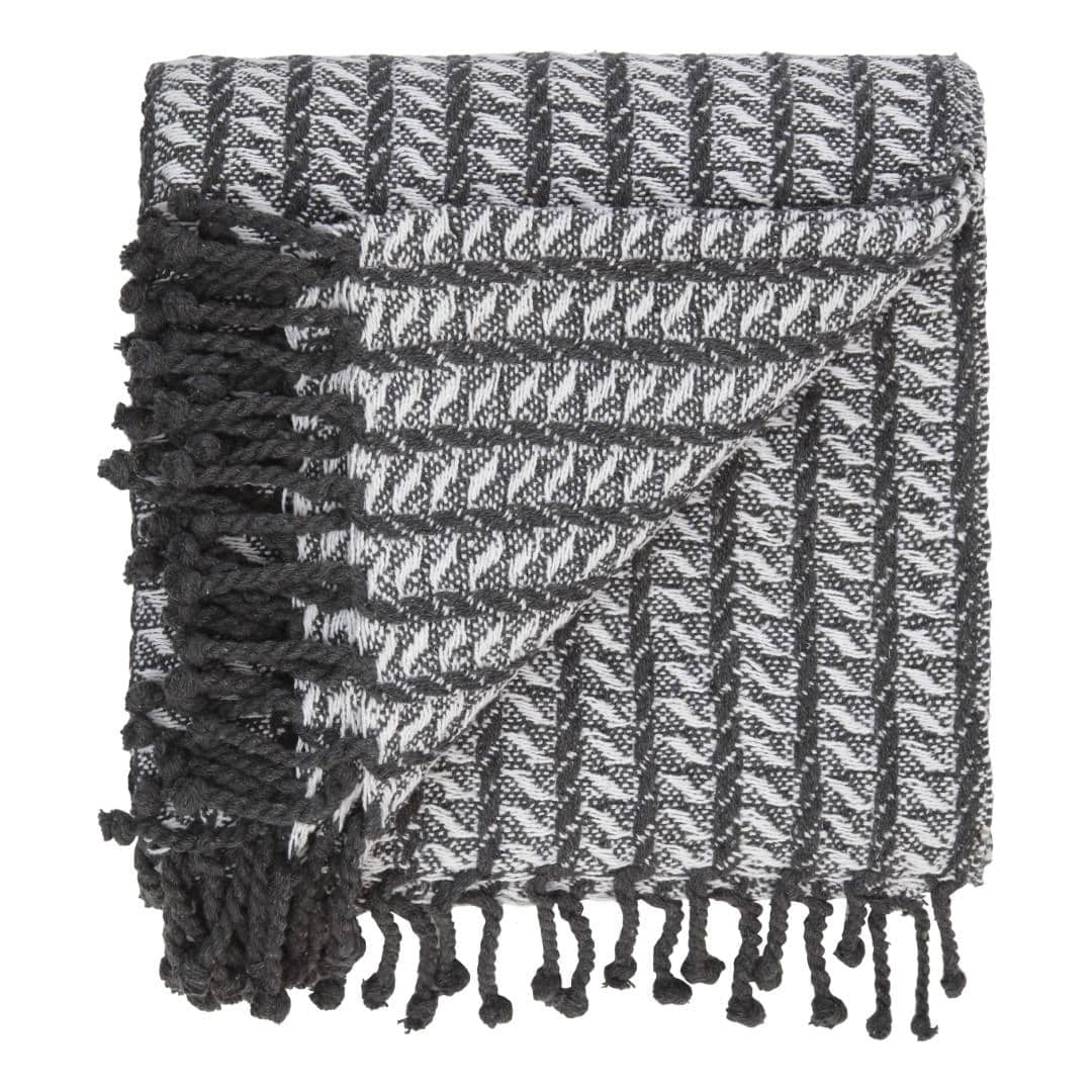 Bomullspledd med frynser i 100% bomull 135 x 200 cm. fra Rugs’N’More