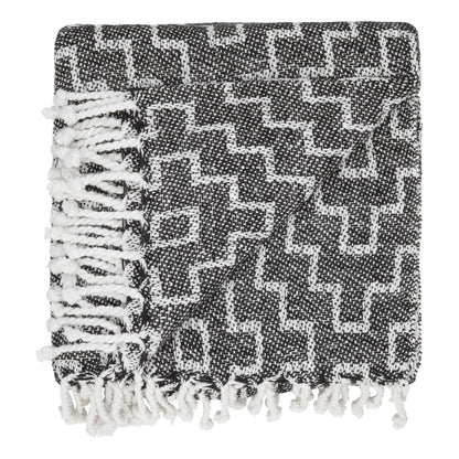 Bomullspledd med frynser i 100% bomull 135 x 200 cm. fra Rugs’N’More