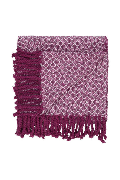 Plaid med frynser i 100% bomuld - 135 x 200 cm. fra Rugs’N’More