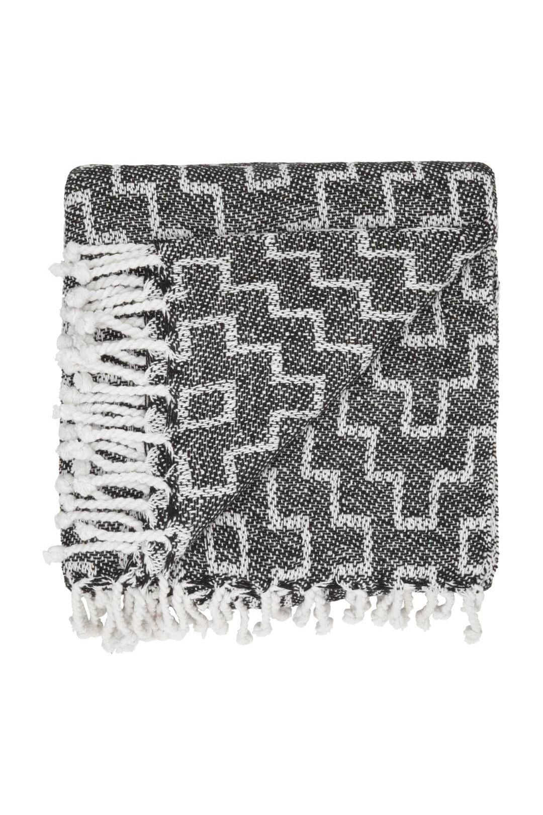 Plaid med frynser i 100% bomuld - 135 x 200 cm. fra Rugs’N’More