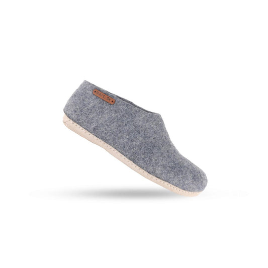 Ulltøfler m/høy hælkappe (100 % ren ull) – Modell Denim m/såle i skinn
