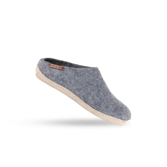 Ulltøffel (100 % ren ull) – Modell Denim m/såle i skinn