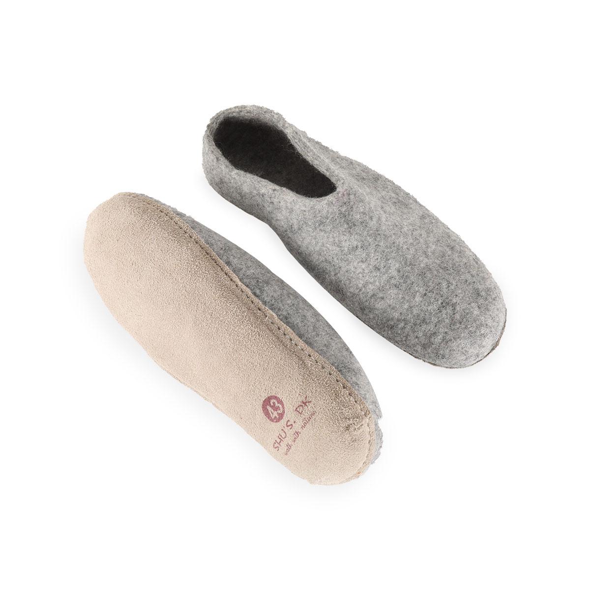 Ulltøffel (100 % ren ull) – Modell Denim m/såle i skinn