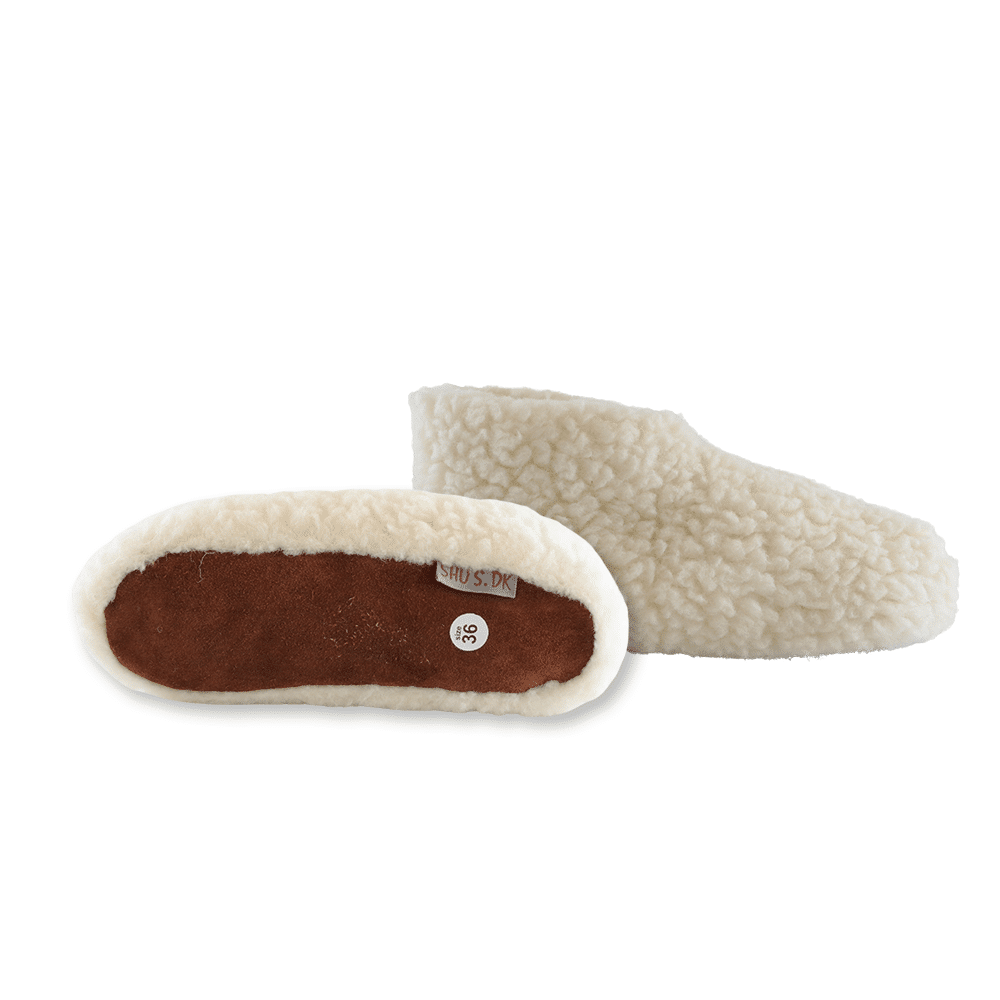Fluffy ulltøffel (100% ren ull) – Modell Hvit
