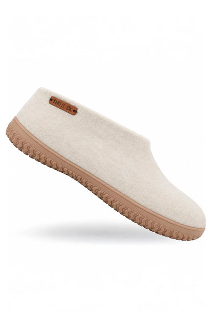 Ulltøfler med høy hælkappe (100 % ren ull) – Modell Beige m/Gummisåle