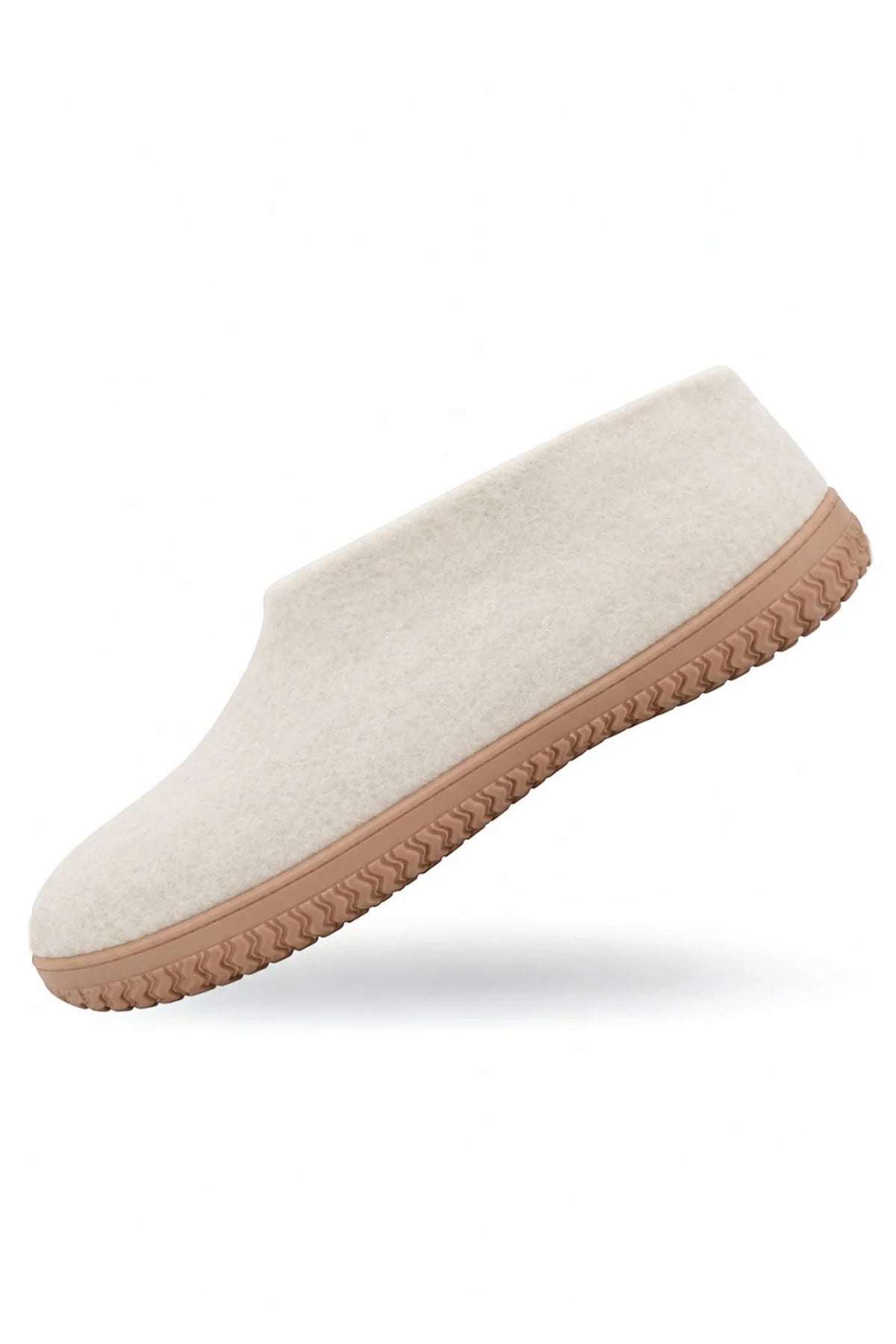 Ulltøfler med høy hælkappe (100 % ren ull) – Modell Beige m/Gummisåle
