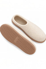 Ulltøfler med høy hælkappe (100 % ren ull) – Modell Beige m/Gummisåle
