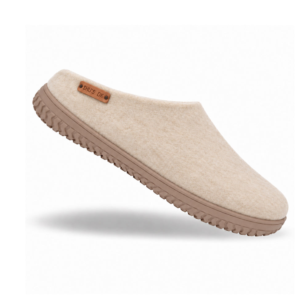 Ulltøffel (100 % ren ull) – Modell Beige m/Gummisåle