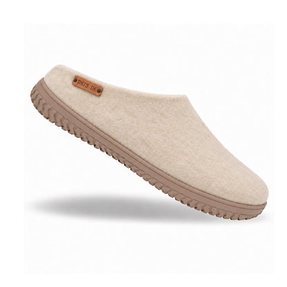 Ulltøffel (100 % ren ull) – Modell Beige m/Gummisåle