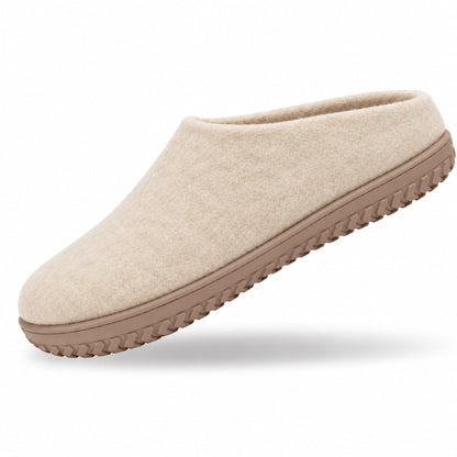 Ulltøffel (100 % ren ull) – Modell Beige m/Gummisåle