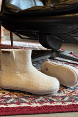 Ullstøvel (100 % ren ull) – Modell Beige m/såle i skinn