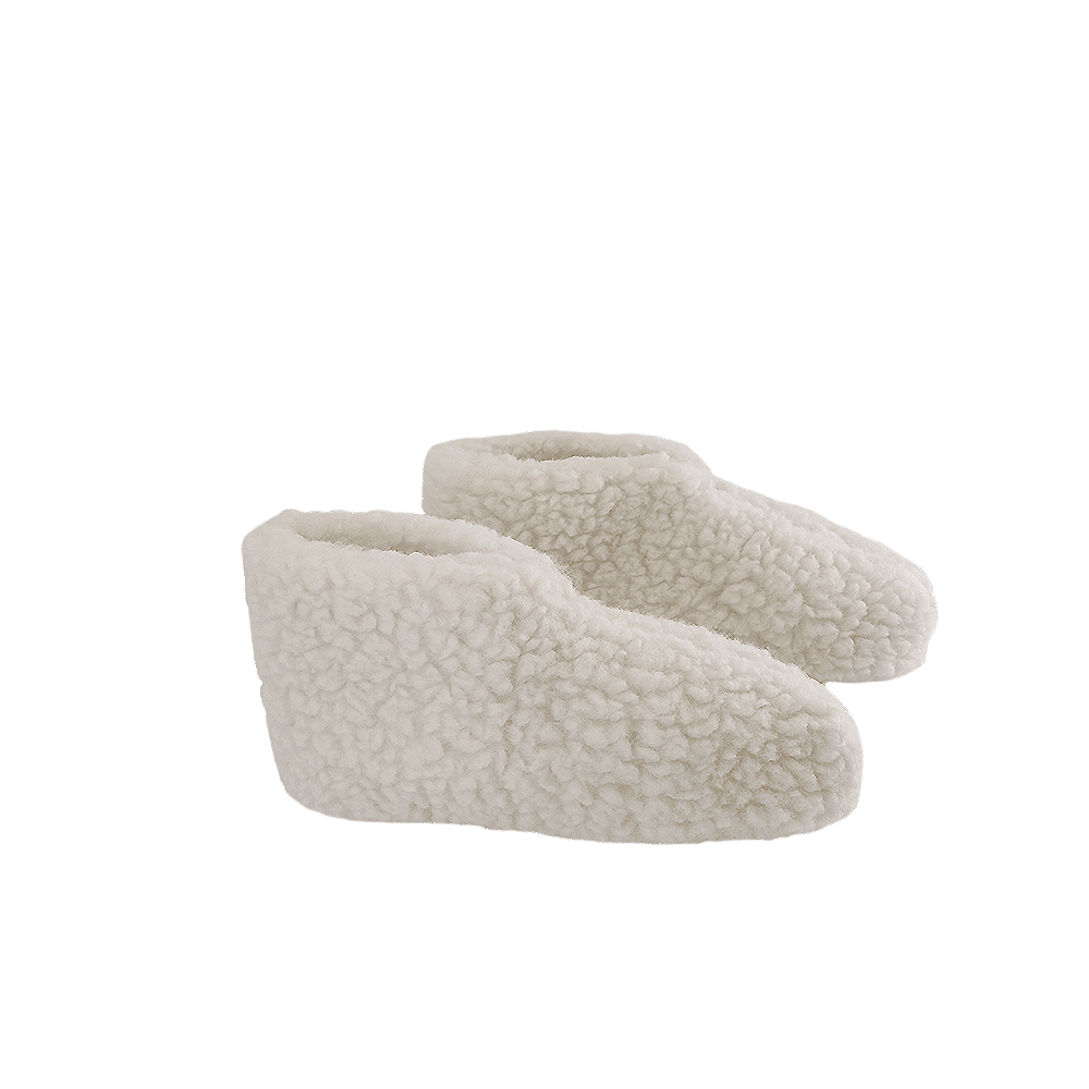 Fluffy ulltøffel (100% ren ull) – Modell Hvit