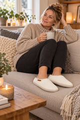 Ulltøffel (100 % ren ull) – Modell Beige m/såle i skinn