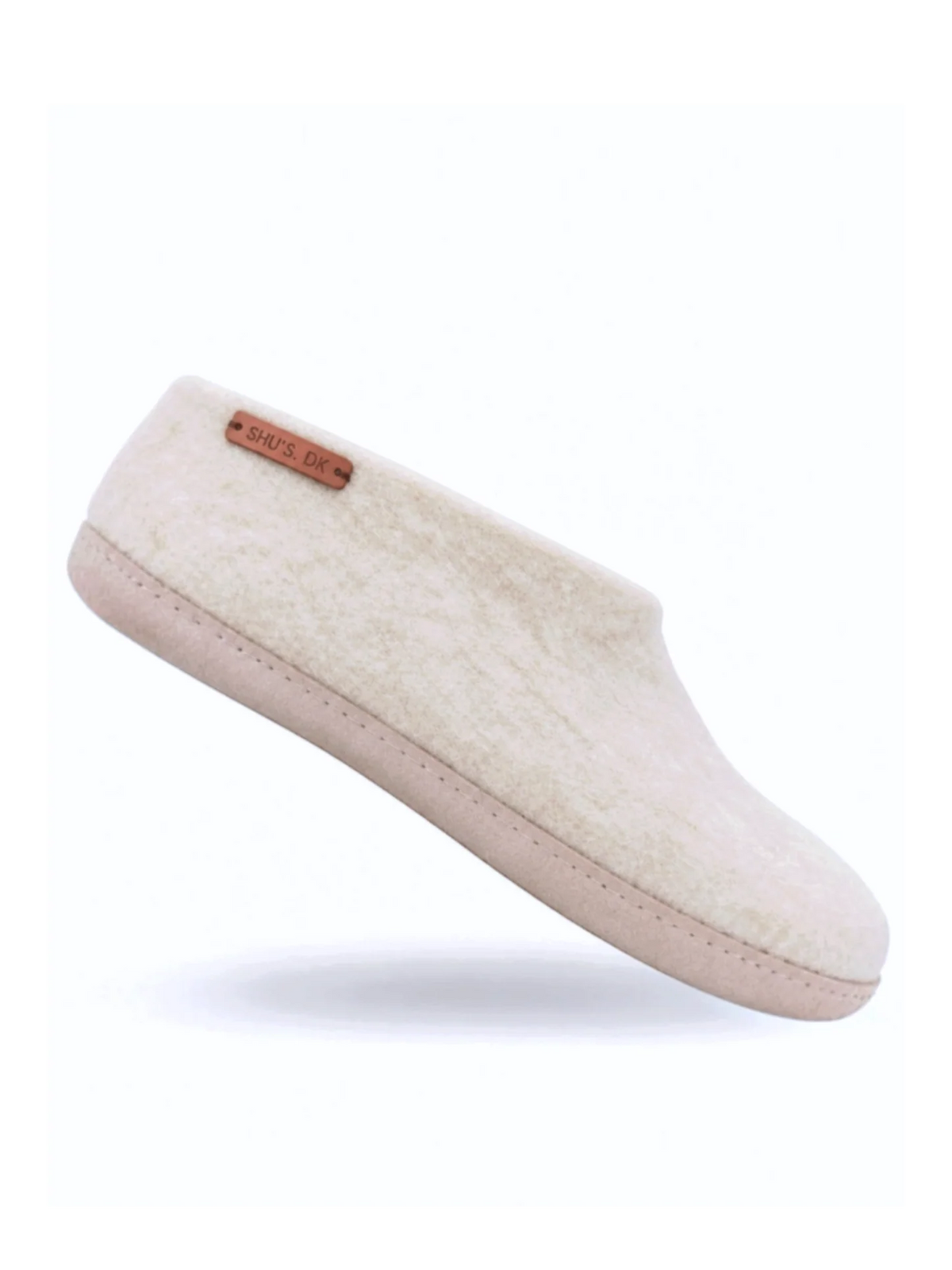Ulltøfler med høy hælkappe (100 % ren ull) – Modell Beige m/såle i skinn