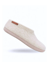 Ulltøfler med høy hælkappe (100 % ren ull) – Modell Beige m/såle i skinn