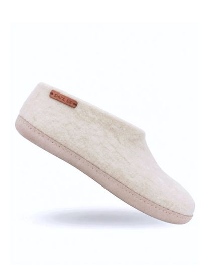 Ulltøfler med høy hælkappe (100 % ren ull) – Modell Beige m/såle i skinn