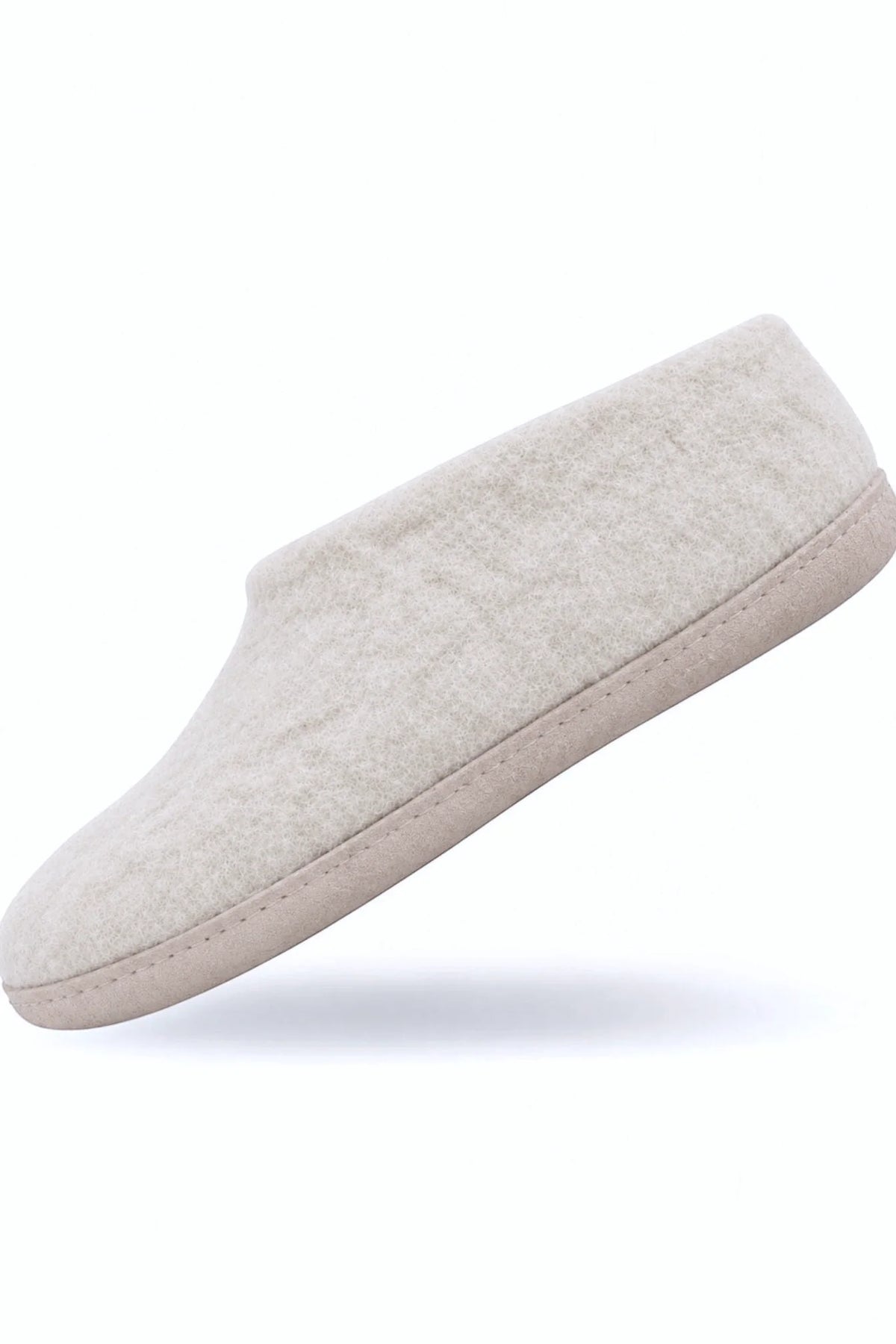 Ulltøfler med høy hælkappe (100 % ren ull) – Modell Beige m/såle i skinn
