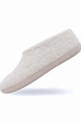 Ulltøfler med høy hælkappe (100 % ren ull) – Modell Beige m/såle i skinn
