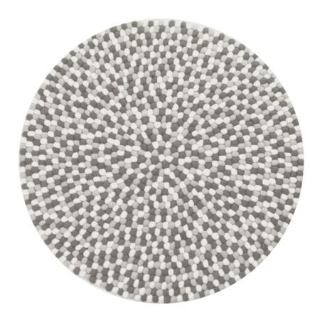 Håndlaget kuleteppe i 100 % ren ull, grå/hvit
